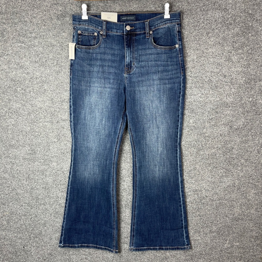 NEW AEROPOSTALE High Rise‎ Flare Jeans Medium Wash Denim Size 12S
